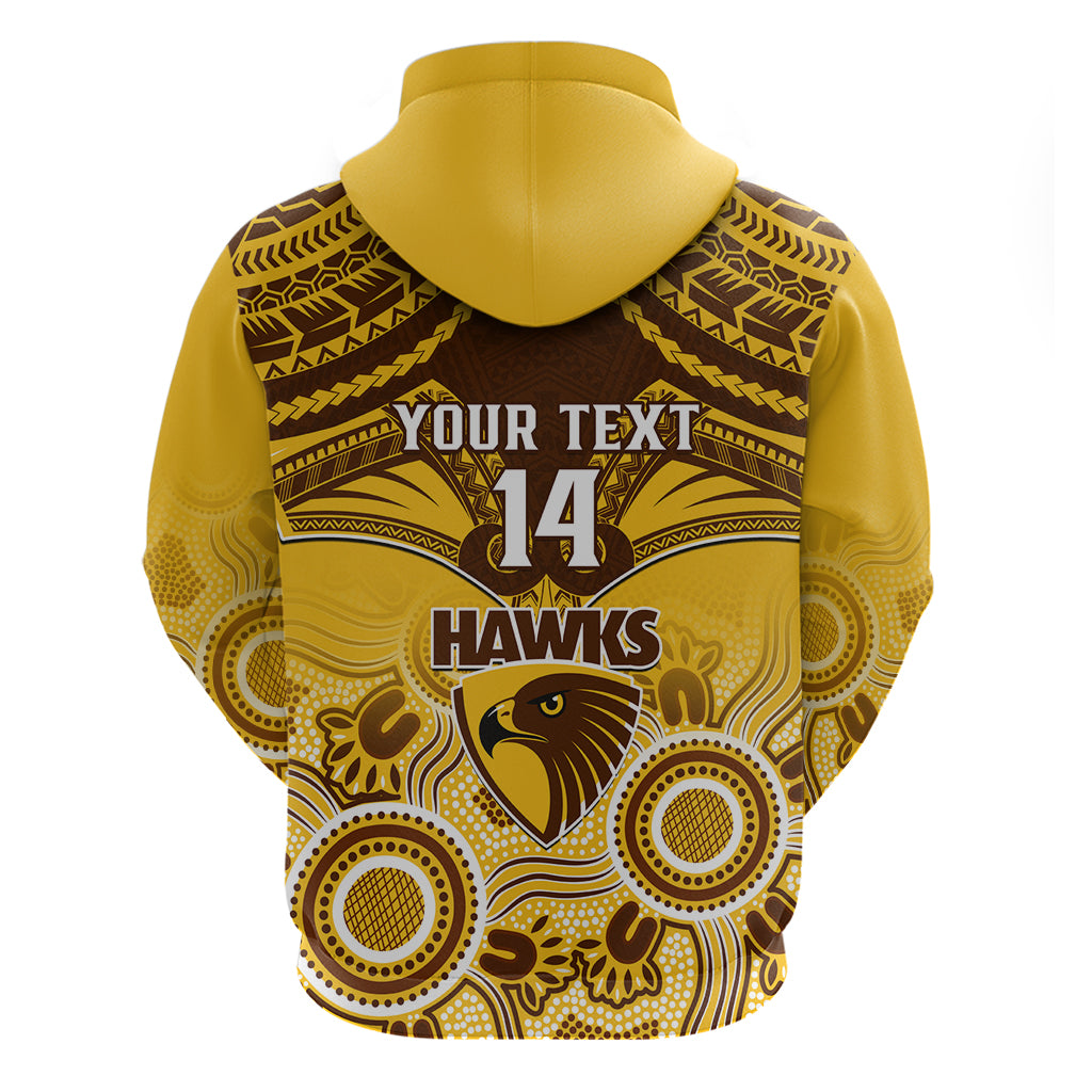 Personalised Hawthorn Football Hoodie Hawks Aboriginal Mix Polynesian Pattern LT14