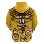 Personalised Hawthorn Football Hoodie Hawks Aboriginal Mix Polynesian Pattern LT14