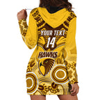 Personalised Hawthorn Football Hoodie Dress Hawks Aboriginal Mix Polynesian Pattern LT14