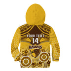 Personalised Hawthorn Football Kid Hoodie Hawks Aboriginal Mix Polynesian Pattern LT14