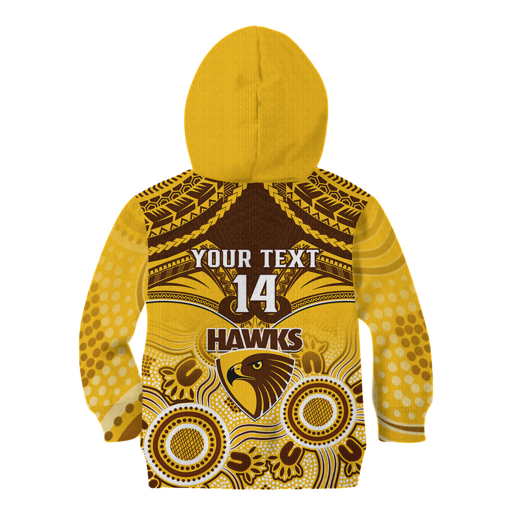 Personalised Hawthorn Football Kid Hoodie Hawks Aboriginal Mix Polynesian Pattern LT14