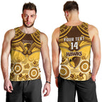 Personalised Hawthorn Football Men Tank Top Hawks Aboriginal Mix Polynesian Pattern LT14