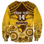 Personalised Hawthorn Football Sweatshirt Hawks Aboriginal Mix Polynesian Pattern LT14