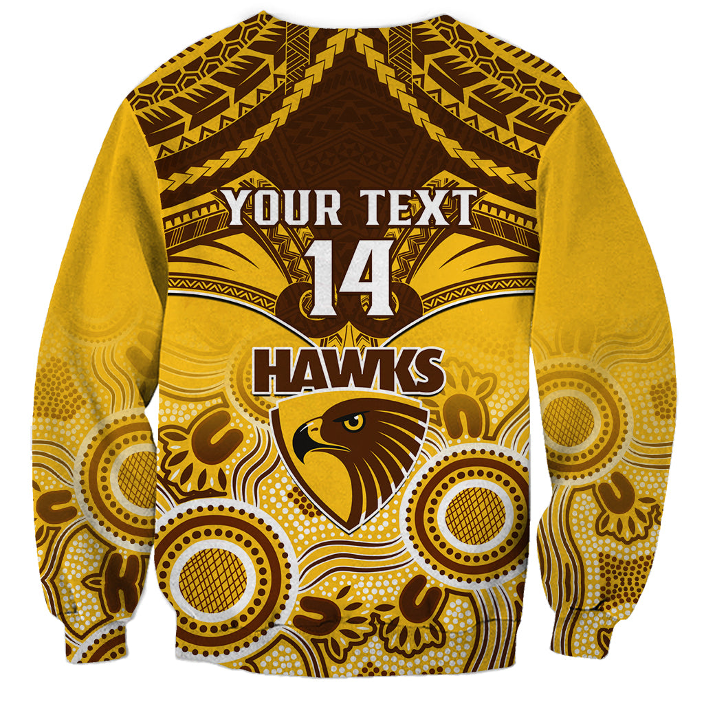 Personalised Hawthorn Football Sweatshirt Hawks Aboriginal Mix Polynesian Pattern LT14