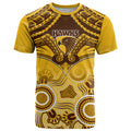 Personalised Hawthorn Football T Shirt Hawks Aboriginal Mix Polynesian Pattern LT14