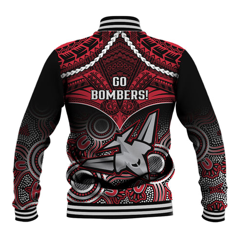 Essendon Football Baseball Jacket Bombers Aboriginal Mix Polynesian Pattern LT14