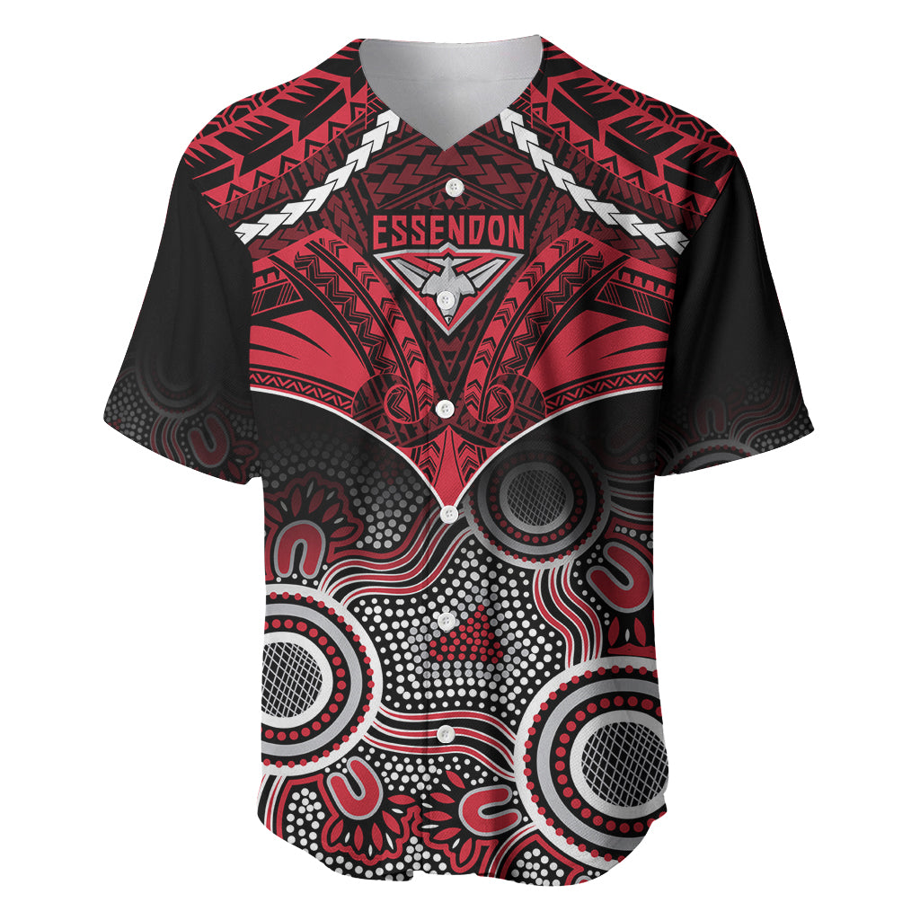 Essendon Football Baseball Jersey Bombers Aboriginal Mix Polynesian Pattern LT14