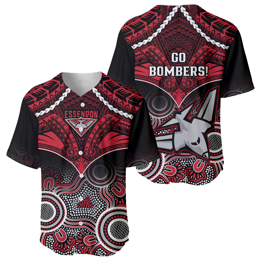 Essendon Football Baseball Jersey Bombers Aboriginal Mix Polynesian Pattern LT14