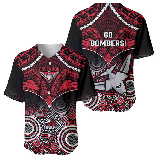 Essendon Football Baseball Jersey Bombers Aboriginal Mix Polynesian Pattern LT14