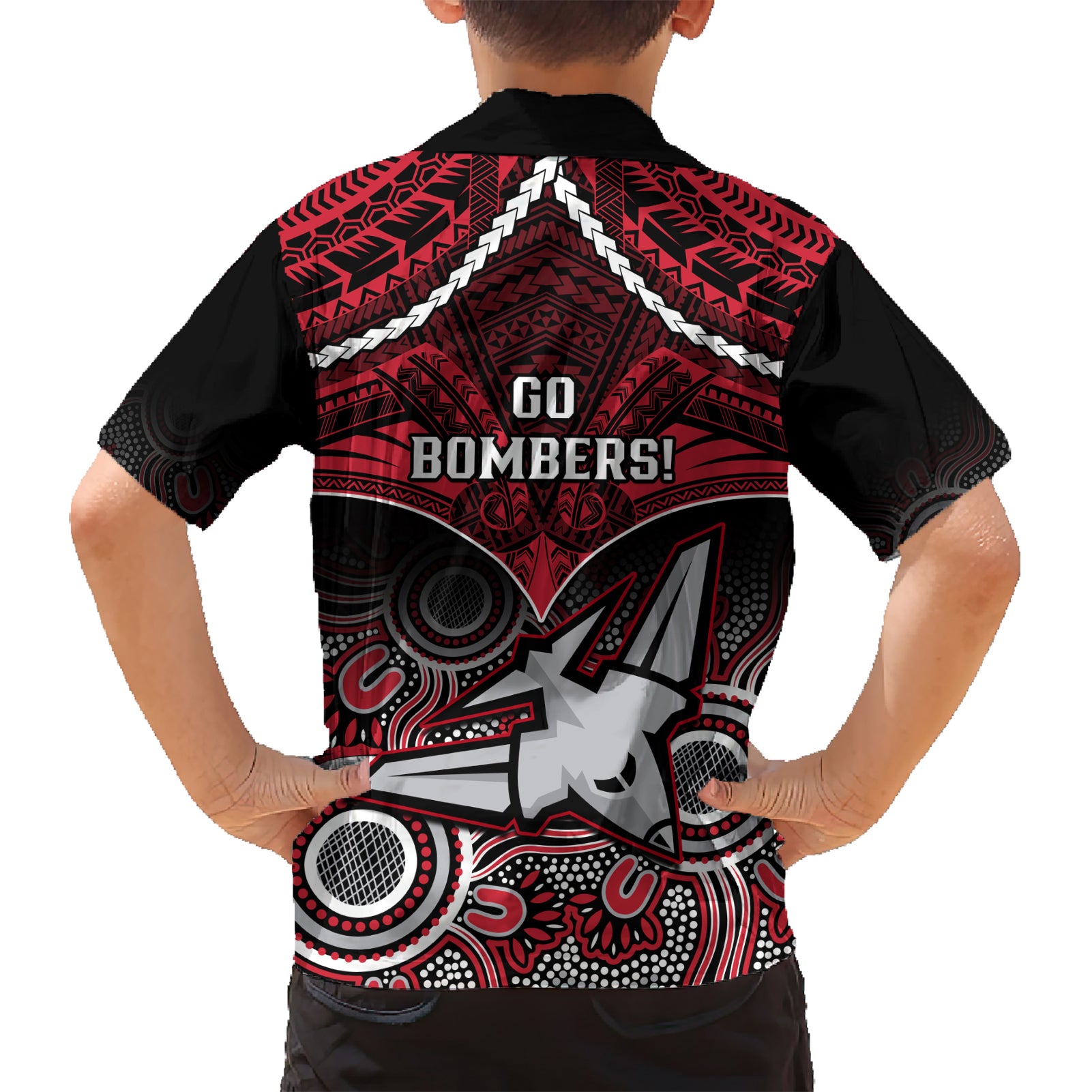 Essendon Football Hawaiian Shirt Bombers Aboriginal Mix Polynesian Pattern LT14