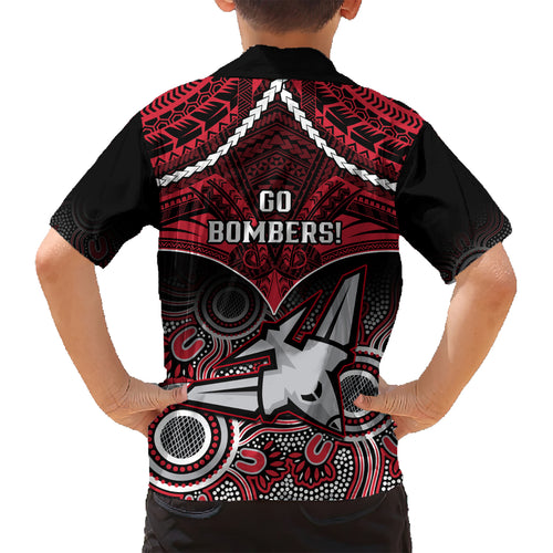 Essendon Football Hawaiian Shirt Bombers Aboriginal Mix Polynesian Pattern LT14