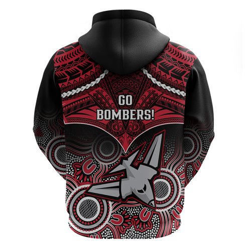 Essendon Football Hoodie Bombers Aboriginal Mix Polynesian Pattern LT14