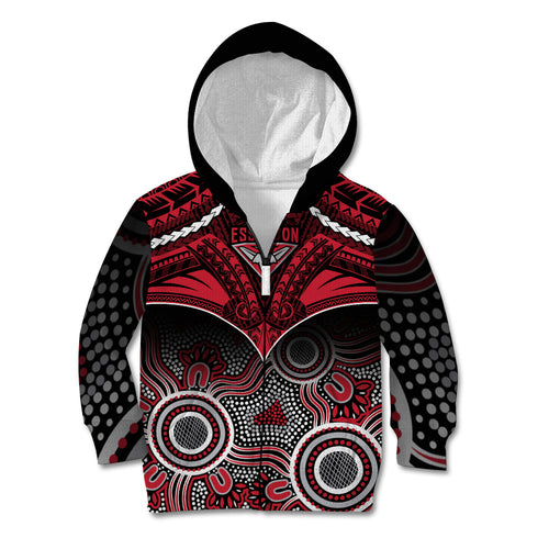 Essendon Football Kid Hoodie Bombers Aboriginal Mix Polynesian Pattern LT14
