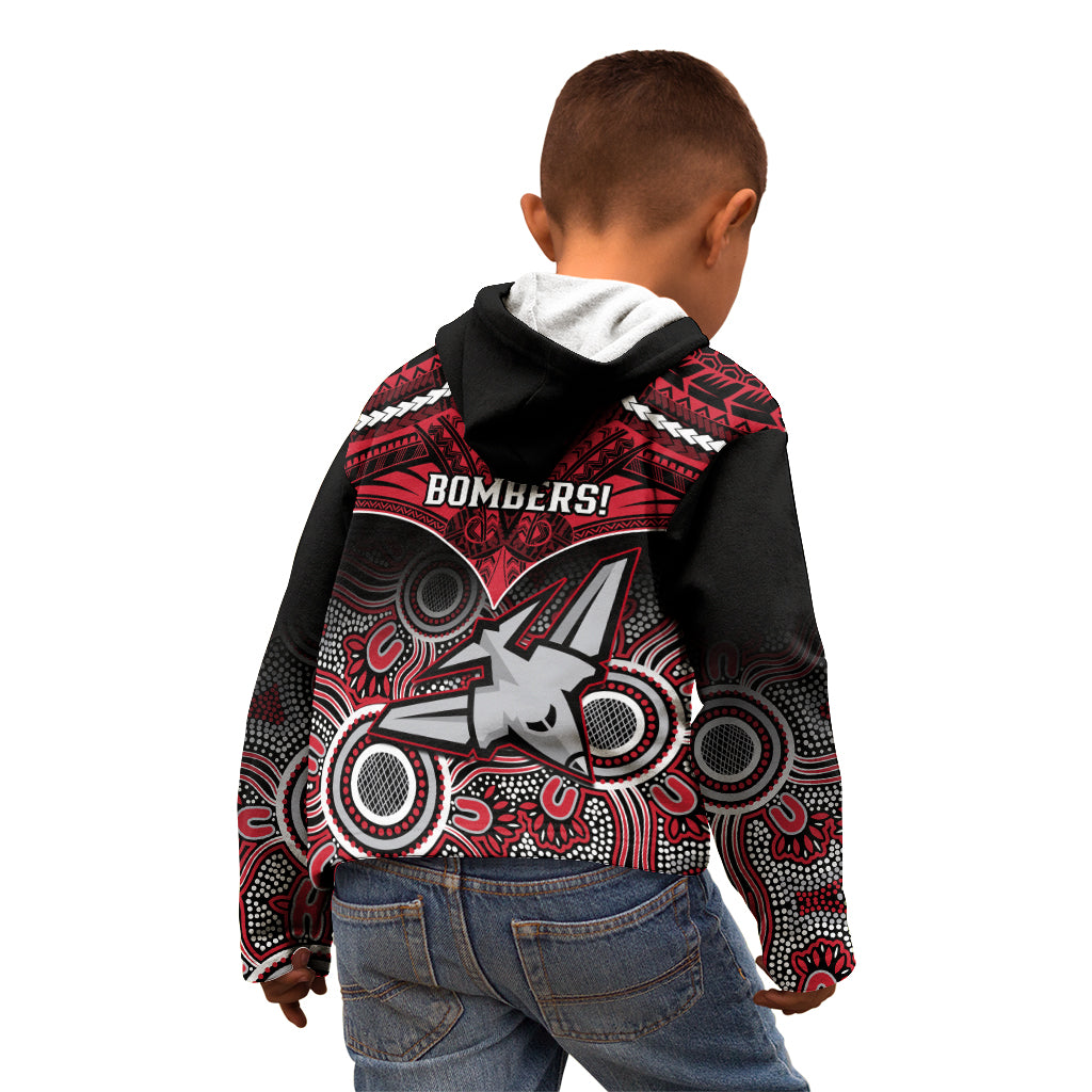Essendon Football Kid Hoodie Bombers Aboriginal Mix Polynesian Pattern LT14