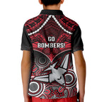 Essendon Football Kid Polo Shirt Bombers Aboriginal Mix Polynesian Pattern LT14