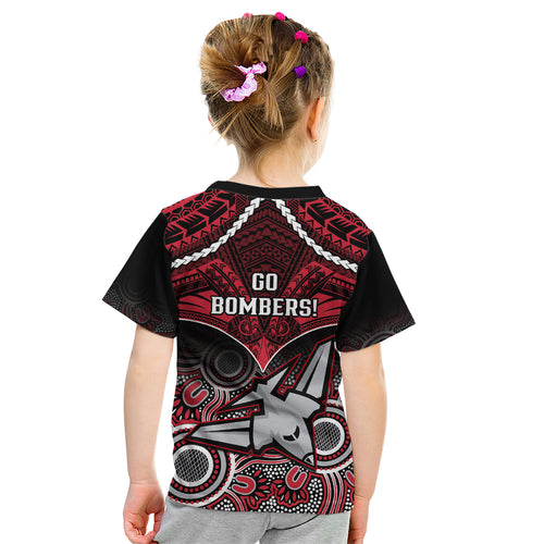 Essendon Football Kid T Shirt Bombers Aboriginal Mix Polynesian Pattern LT14