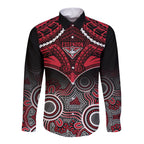 Essendon Football Long Sleeve Button Shirt Bombers Aboriginal Mix Polynesian Pattern LT14