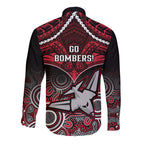 Essendon Football Long Sleeve Button Shirt Bombers Aboriginal Mix Polynesian Pattern LT14