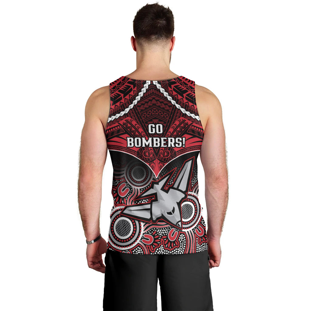 Essendon Football Men Tank Top Bombers Aboriginal Mix Polynesian Pattern LT14