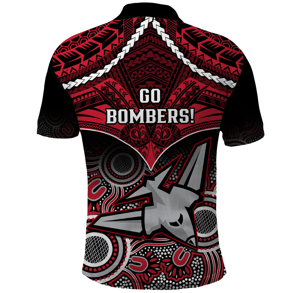 Essendon Football Polo Shirt Bombers Aboriginal Mix Polynesian Pattern LT14