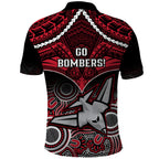 Essendon Football Polo Shirt Bombers Aboriginal Mix Polynesian Pattern LT14