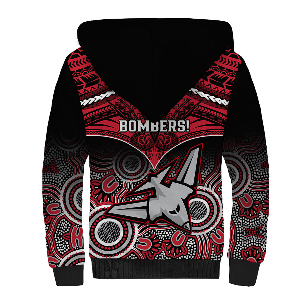 Essendon Football Sherpa Hoodie Bombers Aboriginal Mix Polynesian Pattern LT14