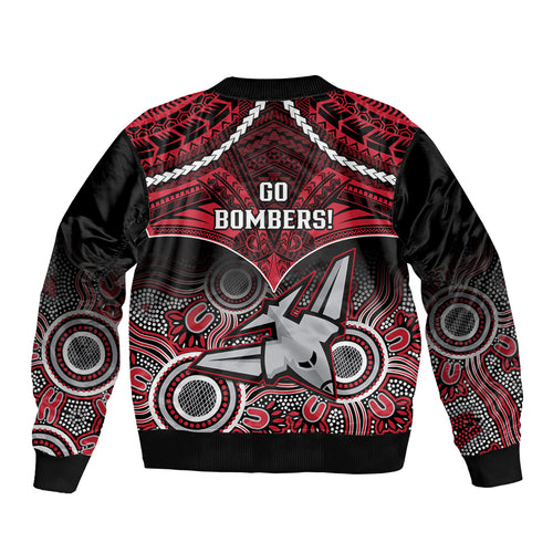 Essendon Football Sleeve Zip Bomber Jacket Bombers Aboriginal Mix Polynesian Pattern LT14