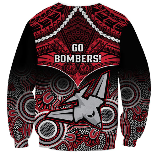 Essendon Football Sweatshirt Bombers Aboriginal Mix Polynesian Pattern LT14