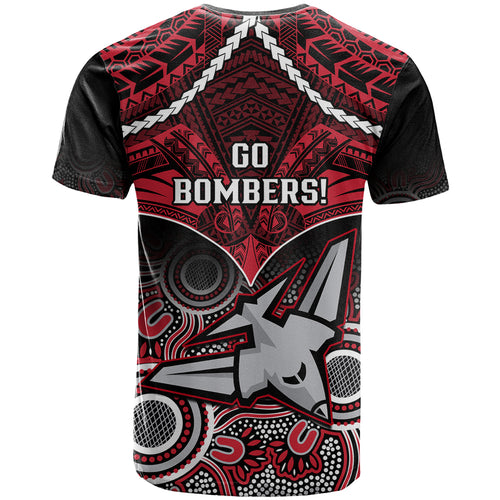 Essendon Football T Shirt Bombers Aboriginal Mix Polynesian Pattern LT14