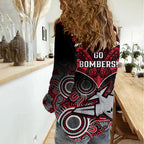 Essendon Football Women Casual Shirt Bombers Aboriginal Mix Polynesian Pattern LT14
