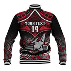 Personalised Essendon Football Baseball Jacket Bombers Aboriginal Mix Polynesian Pattern LT14