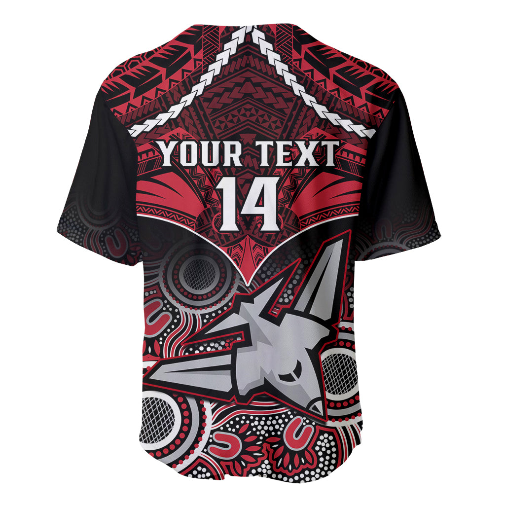 Personalised Essendon Football Baseball Jersey Bombers Aboriginal Mix Polynesian Pattern LT14