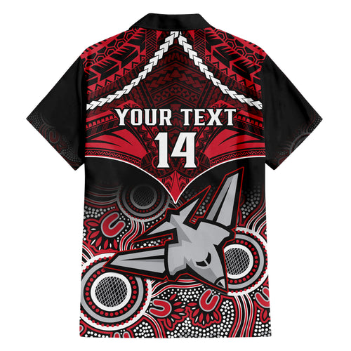 Personalised Essendon Football Hawaiian Shirt Bombers Aboriginal Mix Polynesian Pattern LT14