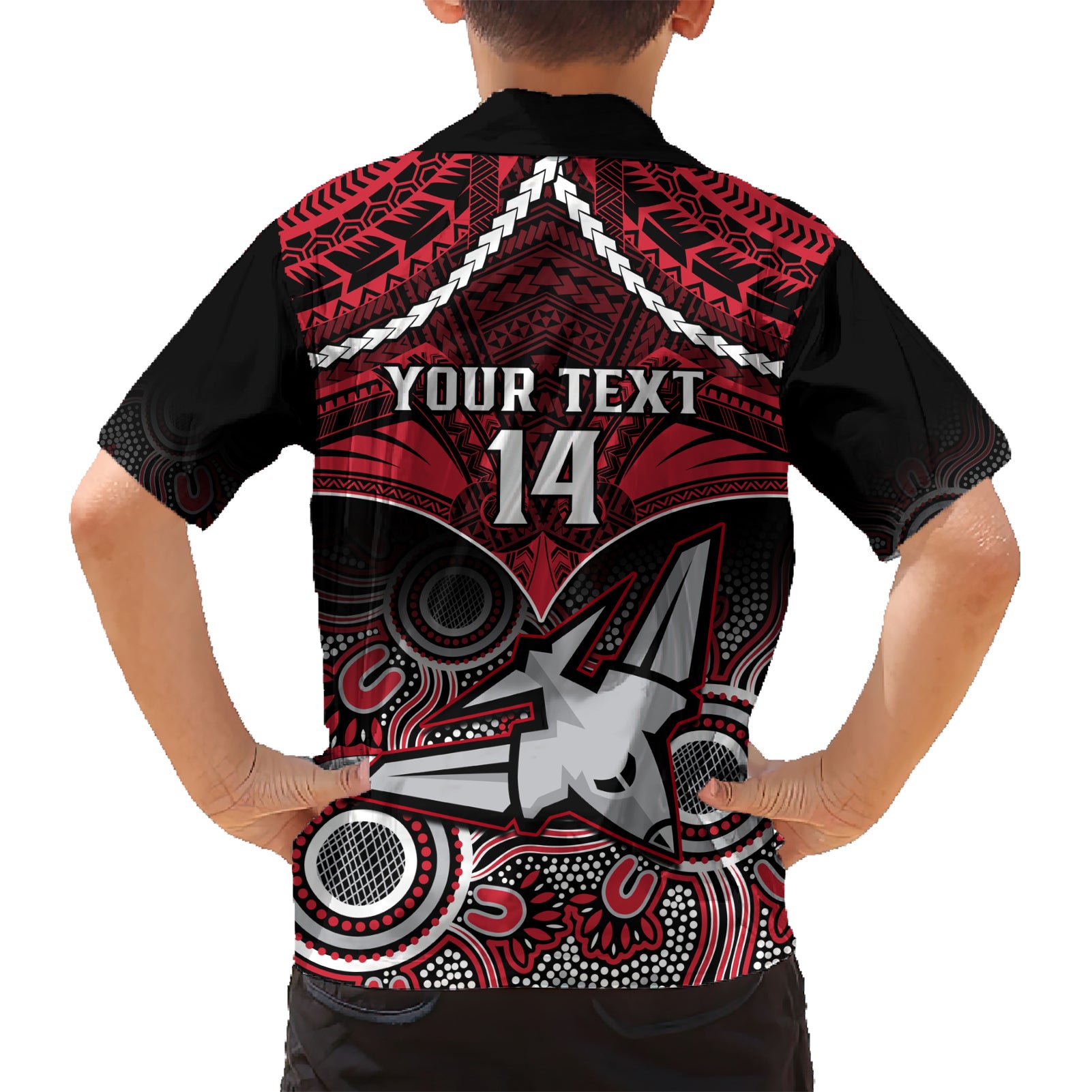 Personalised Essendon Football Hawaiian Shirt Bombers Aboriginal Mix Polynesian Pattern LT14