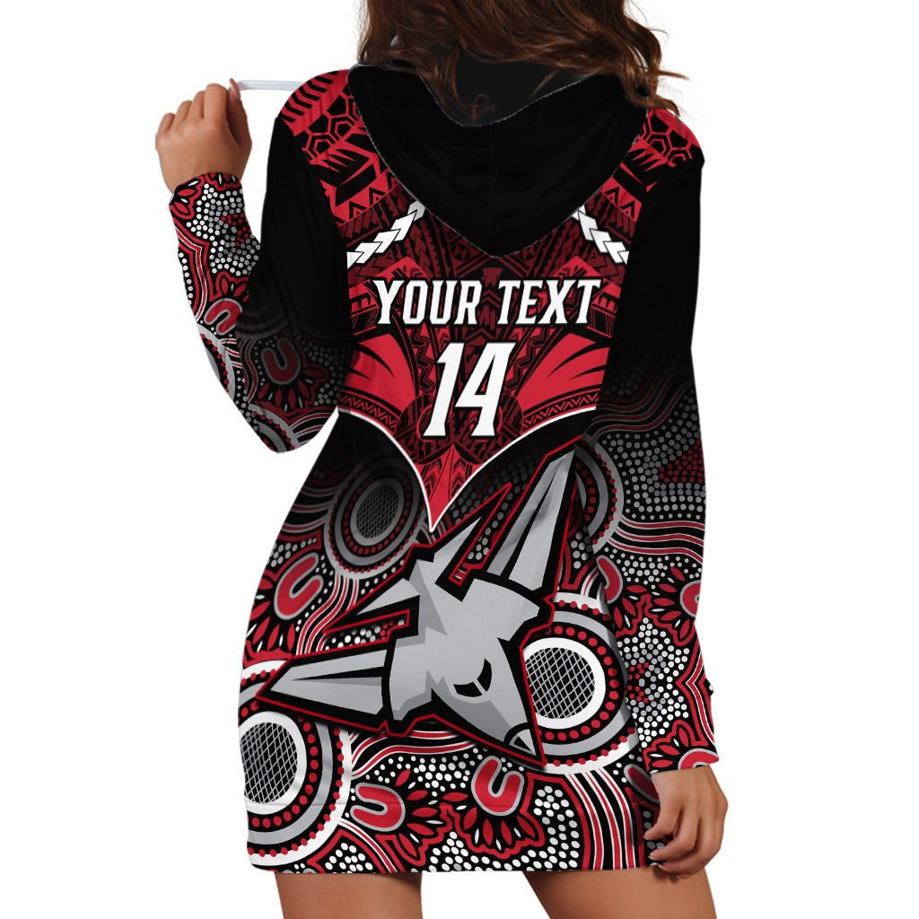 Personalised Essendon Football Hoodie Dress Bombers Aboriginal Mix Polynesian Pattern LT14