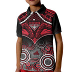 Personalised Essendon Football Kid Polo Shirt Bombers Aboriginal Mix Polynesian Pattern LT14