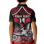 Personalised Essendon Football Kid Polo Shirt Bombers Aboriginal Mix Polynesian Pattern LT14