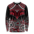 Personalised Essendon Football Long Sleeve Shirt Bombers Aboriginal Mix Polynesian Pattern LT14