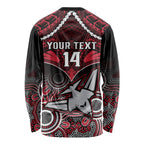 Personalised Essendon Football Long Sleeve Shirt Bombers Aboriginal Mix Polynesian Pattern LT14