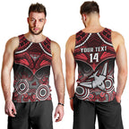 Personalised Essendon Football Men Tank Top Bombers Aboriginal Mix Polynesian Pattern LT14