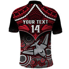 Personalised Essendon Football Polo Shirt Bombers Aboriginal Mix Polynesian Pattern LT14