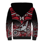 Personalised Essendon Football Sherpa Hoodie Bombers Aboriginal Mix Polynesian Pattern LT14