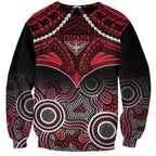 Personalised Essendon Football Sweatshirt Bombers Aboriginal Mix Polynesian Pattern LT14