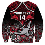 Personalised Essendon Football Sweatshirt Bombers Aboriginal Mix Polynesian Pattern LT14