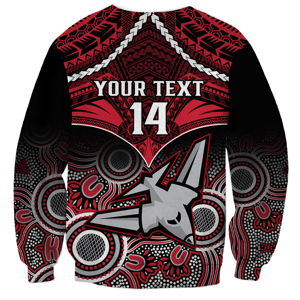 Personalised Essendon Football Sweatshirt Bombers Aboriginal Mix Polynesian Pattern LT14