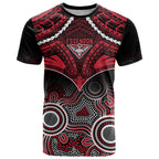 Personalised Essendon Football T Shirt Bombers Aboriginal Mix Polynesian Pattern LT14