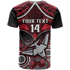 Personalised Essendon Football T Shirt Bombers Aboriginal Mix Polynesian Pattern LT14