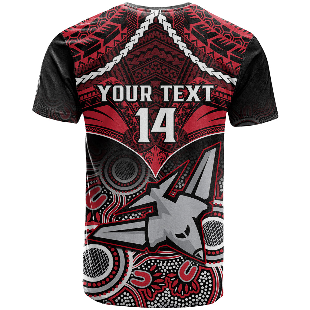 Personalised Essendon Football T Shirt Bombers Aboriginal Mix Polynesian Pattern LT14