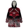 Personalised Essendon Football Wearable Blanket Hoodie Bombers Aboriginal Mix Polynesian Pattern LT14