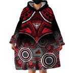Personalised Essendon Football Wearable Blanket Hoodie Bombers Aboriginal Mix Polynesian Pattern LT14